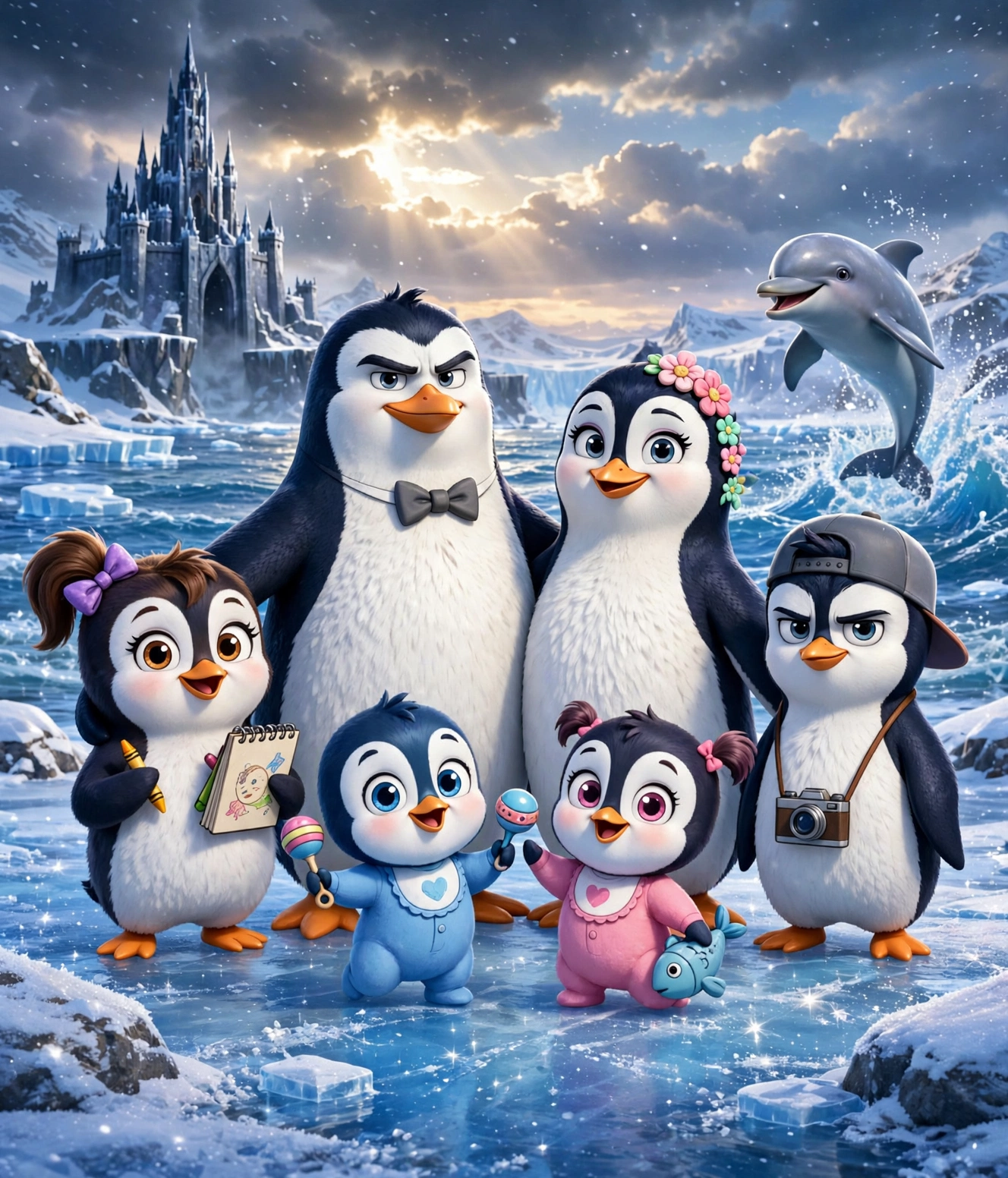 Book 2 cover — the Penguin Family Medina and the Secret of the Hidden Circle