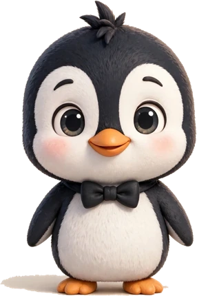 Papa Miguel chibi penguin with his black bow tie